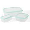 Martha Stewart Langstaff 6 Piece 92 oz, 60 oz, 26 oz Stackable Rectangular Container Set w/Martha Blue Lid(Square & Rectangular (126oz  33.3oz  16.7oz))