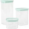 Martha Stewart Langstaff 6 Piece 92 oz, 60 oz, 26 oz Stackable Rectangular Container Set w/Martha Blue Lid(Square (60oz  37oz  17oz))