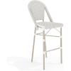 Martha Stewart Lily Pond Indoor-Outdoor Stackable Bar Stools with Gray Woodgrain Aluminum Frame Finish, White/Gray Woven Rattan Backrests and Seats, Set of 2(Gray & White/Gray Frame)