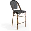 Martha Stewart Lily Pond Indoor-Outdoor Stackable Counter Stool with Natural Woodgrain Aluminum Frame Finish and White/Navy Woven Rattan Backrest and Seat(Black & White/Natural Frame)