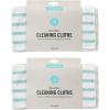 Martha Stewart Microfiber Cleaning Cloths, Ultra-Absorbent, Lint-Free Cleaning Towels for Home & Kitchen, Teal Gingham, 11 Inches, 24 Count(Teal Stripes)