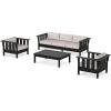 Martha Stewart by POLYWOOD® Acadia 4-Piece Deep Seating Set with Sofa in Black (Dune Burlap)(Dune Burlap)
