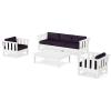 Martha Stewart by POLYWOOD® Acadia 4-Piece Deep Seating Set with Sofa in White (Glacier Spa)(Navy Linen)