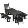 Martha Stewart by POLYWOOD® Acadia 5-Piece Dining Set with Benches in Slate Grey(Black)
