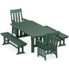 Martha Stewart by POLYWOOD® Acadia 5-Piece Dining Set with Benches in Slate Grey(Green)
