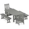 Martha Stewart by POLYWOOD® Acadia 5-Piece Dining Set with Benches in Slate Grey(Slate Grey)