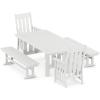 Martha Stewart by POLYWOOD® Acadia 5-Piece Dining Set with Benches in Slate Grey(White)