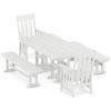 Martha Stewart by POLYWOOD® Acadia 5-Piece Farmhouse Dining Set with Benches in Teak(White)