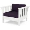 Martha Stewart by POLYWOOD® Acadia Deep Seating Chair in Slate Grey/Natural Linen(White / Navy Linen)