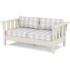 Martha Stewart by POLYWOOD® Acadia Deep Seating Loveseat in Mahogany/Spiced Burlap(Sand / Buffalo Plaid Dune Burlap)