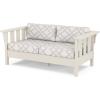 Martha Stewart by POLYWOOD® Acadia Deep Seating Loveseat in Mahogany/Spiced Burlap(Sand / Trellis Dune Burlap)