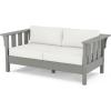 Martha Stewart by POLYWOOD® Acadia Deep Seating Loveseat in Mahogany/Spiced Burlap(Slate Grey / Natural Linen)