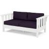 Martha Stewart by POLYWOOD® Acadia Deep Seating Loveseat in Mahogany/Spiced Burlap(White / Navy Linen)