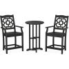 Martha Stewart by POLYWOOD® Chinoiserie 3-Piece Farmhouse Bistro Counter Set in Mahogany(Black)