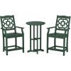 Martha Stewart by POLYWOOD® Chinoiserie 3-Piece Farmhouse Bistro Counter Set in Mahogany(Green)