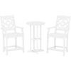 Martha Stewart by POLYWOOD® Chinoiserie 3-Piece Farmhouse Bistro Counter Set in Mahogany(White)