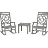 Martha Stewart by POLYWOOD® Chinoiserie 3-Piece Rocking Chair Set in Green(Slate Grey)