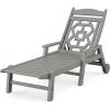Martha Stewart by POLYWOOD® Chinoiserie Chaise Lounge in Teak(Slate Grey)