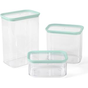 Martha Stewart Denslow 6 Piece 126 oz, 33.3 oz, 16.7 oz Square and Rectangular Food Container Set w/Martha Blue Lid(Rectangular (92oz  60oz  26oz))