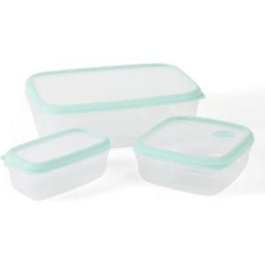 Martha Stewart Denslow 6 Piece 126 oz, 33.3 oz, 16.7 oz Square and Rectangular Food Container Set w/Martha Blue Lid(Square & Rectangular (126oz  33.3oz  16.7oz))