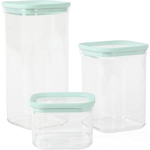 Martha Stewart Denslow 6 Piece 126 oz, 33.3 oz, 16.7 oz Square and Rectangular Food Container Set w/Martha Blue Lid(Square (60oz  37oz  17oz))