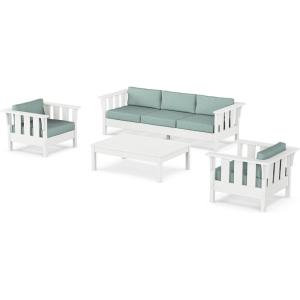 Martha Stewart by POLYWOOD® Acadia 4-Piece Deep Seating Set with Sofa in White (Glacier Spa)(Glacier Spa)