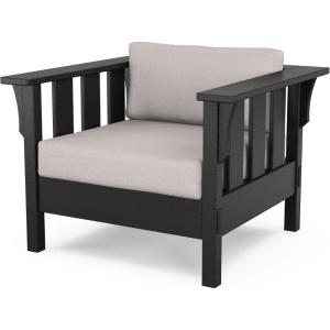 Martha Stewart by POLYWOOD® Acadia Deep Seating Chair in Slate Grey/Natural Linen(Black / Dune Burlap)