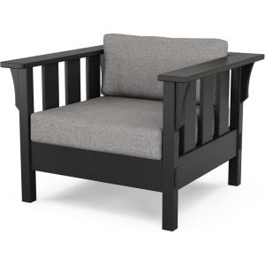 Martha Stewart by POLYWOOD® Acadia Deep Seating Chair in Slate Grey/Natural Linen(Black / Grey Mist)