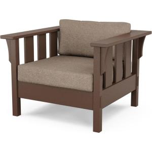 Martha Stewart by POLYWOOD® Acadia Deep Seating Chair in Slate Grey/Natural Linen(Mahogany / Spiced Burlap)