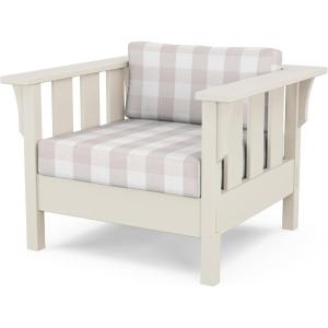 Martha Stewart by POLYWOOD® Acadia Deep Seating Chair in Slate Grey/Natural Linen(Sand / Buffalo Plaid Dune Burlap)