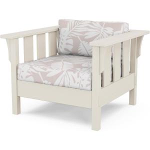 Martha Stewart by POLYWOOD® Acadia Deep Seating Chair in Slate Grey/Natural Linen(Sand / Leaf Dune Burlap)