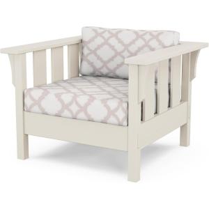 Martha Stewart by POLYWOOD® Acadia Deep Seating Chair in Slate Grey/Natural Linen(Sand / Trellis Dune Burlap)