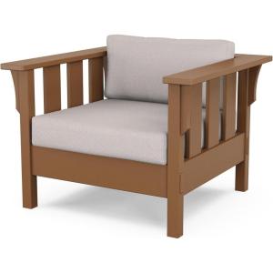 Martha Stewart by POLYWOOD® Acadia Deep Seating Chair in Slate Grey/Natural Linen(Teak / Dune Burlap)