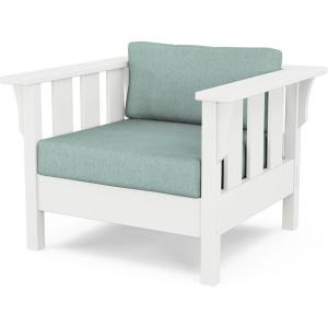 Martha Stewart by POLYWOOD® Acadia Deep Seating Chair in Slate Grey/Natural Linen(White / Glacier Spa)