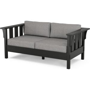 Martha Stewart by POLYWOOD® Acadia Deep Seating Loveseat in Mahogany/Spiced Burlap(Black / Grey Mist)