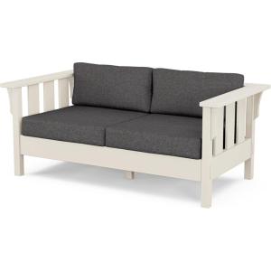 Martha Stewart by POLYWOOD® Acadia Deep Seating Loveseat in Mahogany/Spiced Burlap(Sand / Ash Charcoal)