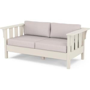 Martha Stewart by POLYWOOD® Acadia Deep Seating Loveseat in Mahogany/Spiced Burlap(Sand / Dune Burlap)