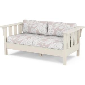 Martha Stewart by POLYWOOD® Acadia Deep Seating Loveseat in Mahogany/Spiced Burlap(Sand / Leaf Dune Burlap)