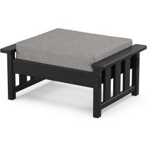 Martha Stewart by POLYWOOD® Acadia Deep Seating Ottoman in Slate Grey/Midnight Linen(Black / Grey Mist)