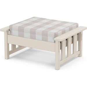 Martha Stewart by POLYWOOD® Acadia Deep Seating Ottoman in Slate Grey/Midnight Linen(Sand / Buffalo Plaid Dune Burlap)