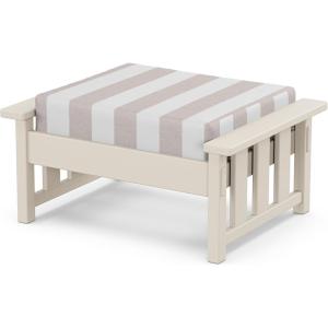 Martha Stewart by POLYWOOD® Acadia Deep Seating Ottoman in Slate Grey/Midnight Linen(Sand / Cabana Stripe Dune Burlap)