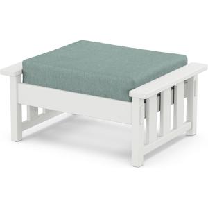 Martha Stewart by POLYWOOD® Acadia Deep Seating Ottoman in Slate Grey/Midnight Linen(White / Glacier Spa)