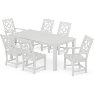Martha Stewart by POLYWOOD® Chinoiserie 7-Piece Parsons Dining Set (Exclusive) in Black(White)