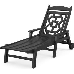 Martha Stewart by POLYWOOD® Chinoiserie Chaise Lounge in Teak(Black)