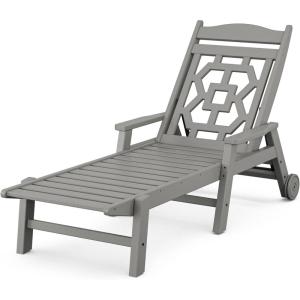Martha Stewart by POLYWOOD® Chinoiserie Chaise Lounge in Teak(Slate Grey)