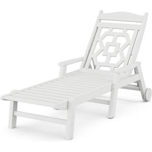 Martha Stewart by POLYWOOD® Chinoiserie Chaise Lounge in Teak(White)