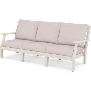 Martha Stewart by POLYWOOD® Chinoiserie Deep Seating Sofa in White/Glacier Spa(Sand / Dune Burlap)