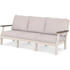 Martha Stewart by POLYWOOD® Chinoiserie Deep Seating Sofa in White/Glacier Spa(Sand / Kona / Dune Burlap)