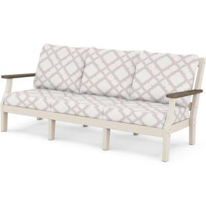 Martha Stewart by POLYWOOD® Chinoiserie Deep Seating Sofa in White/Glacier Spa(Sand / Kona / Trellis Dune Burlap)