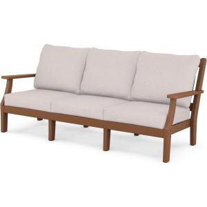 Martha Stewart by POLYWOOD® Chinoiserie Deep Seating Sofa in White/Glacier Spa(Teak / Dune Burlap)